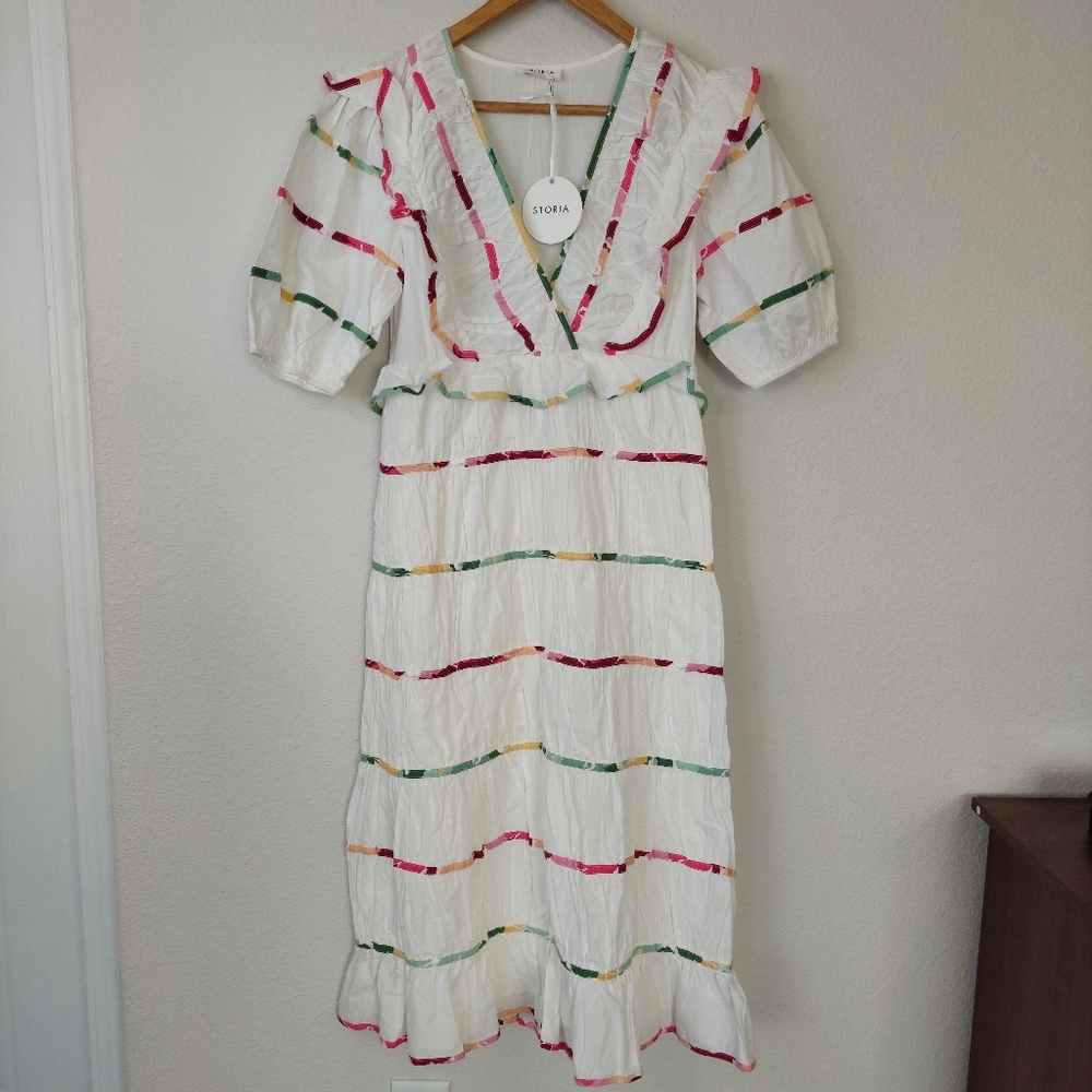 Storia Fab'rik Eve Tiered Midi Dress Size‎ Medium NWT